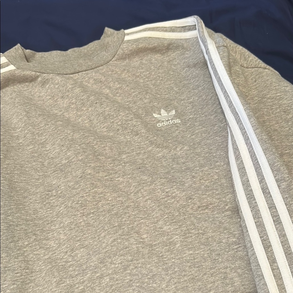Adidas Gray Sweatshirt with White Stripes